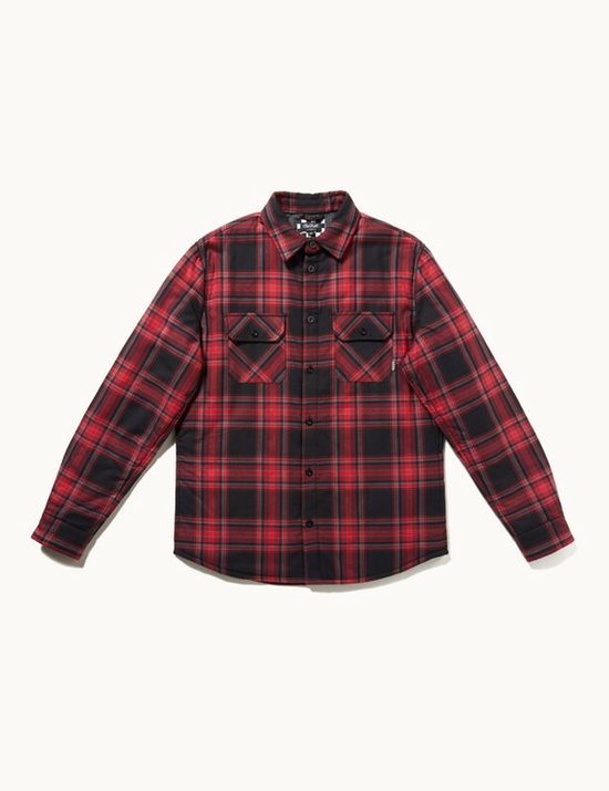 Chet Rock Flannel Check Over Shirt Heren Flanellen overhemd - rood/zwart - L