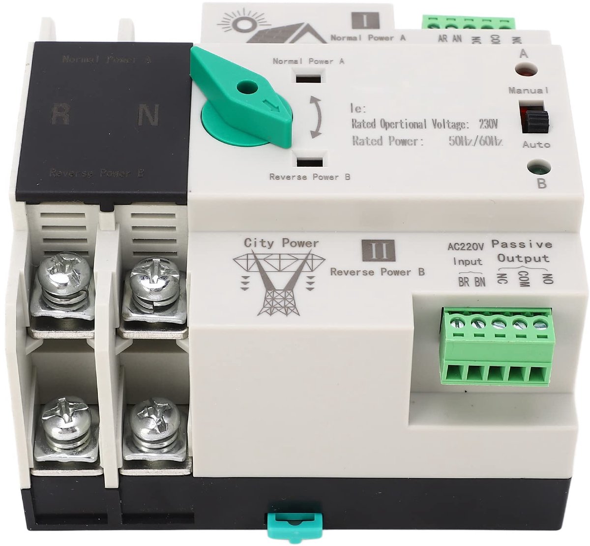 AC230V Dual Power Automatische Omschakelaar 2P 50/60Hz PV Naar Netvoeding Omschakelaar voor Off Grid Solar Wind Systeem (63A)