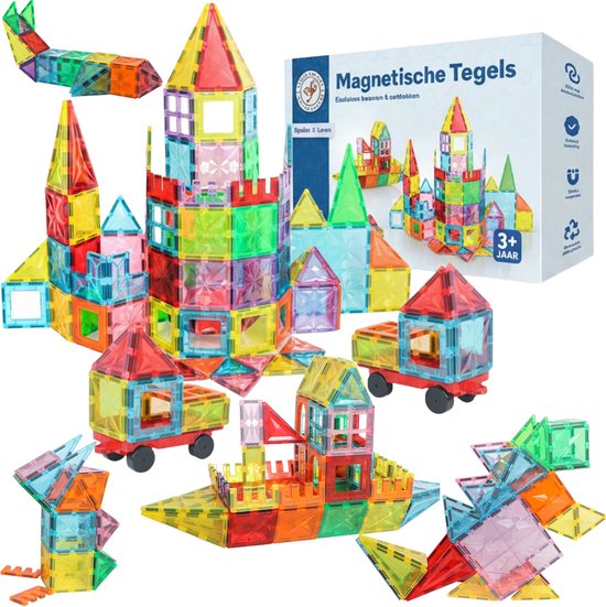 Little Monkeez Magnetic Tiles - 120 Stuks - Magnetische Tegels - Magnetisch Speelgoed - Educatieve Bouwblokken