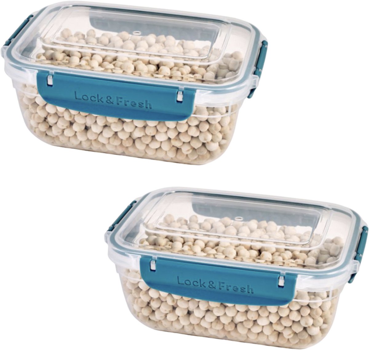 2x Lock&Fresh voorraadbak - Vershoudbox Blauw - 1400ml - BPA vrij