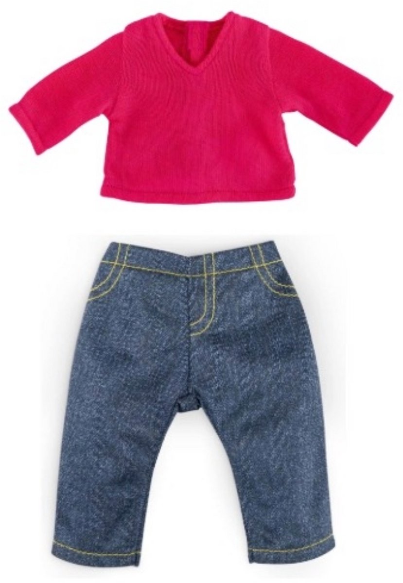 Corolle poppenkleertjes jeans + fushia trui - voor pop ma corolle