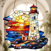 Gebrandschilderd glas zonnevanger uil raam hangend handgemaakt cadeau tuindecor gebrandschilderd glas paneel wand decor glas in lood kunst glas vogel kunst aan de muur - Nederland