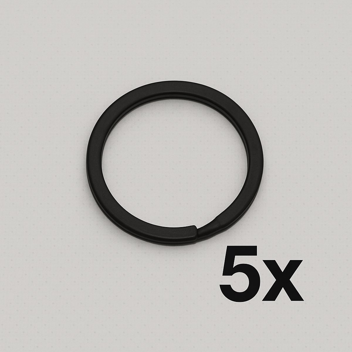 Zwarte RVS Sleutelhanger Ringen – Set van 5 Stuks – Roestvrijstaal Key Rings – Stevig, Duurzaam & Krasbestendig – Sleutels / Tags / Dogtags / Accessoires