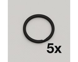 Zwarte RVS Sleutelhanger Ringen – Set van 5 Stuks – Roestvrijstaal Key Rings – Stevig, Duurzaam & Krasbestendig – Sleutels / Tags / Dogtags / Accessoires