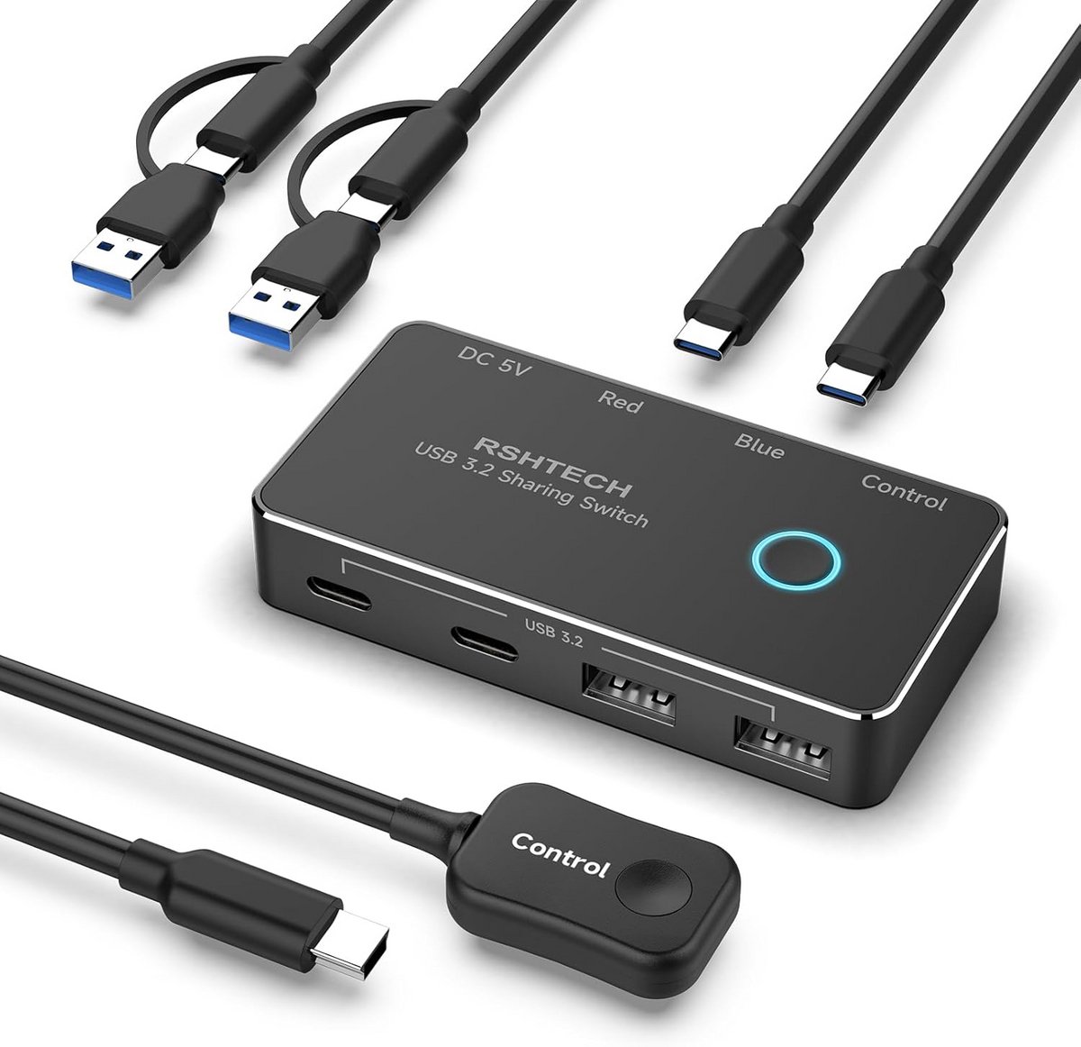 KVM Switch 2 PC naar 2 Monitoren - 10 Gbps USB 3.2 Switch met Type-C en Type-A
