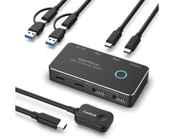 KVM Switch 2 PC naar 2 Monitoren - 10 Gbps USB 3.2 Switch met Type-C en Type-A