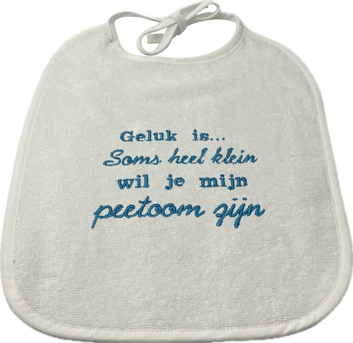 Slabbetje - blauw - wil je mijn peetoom worden?