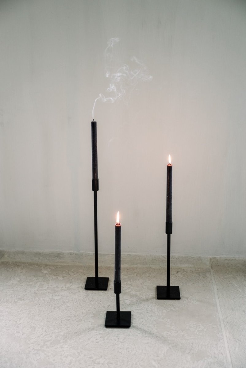 Kandelaar / kaarsen houder Leeff zwart aluminium. Set van 3 stuks