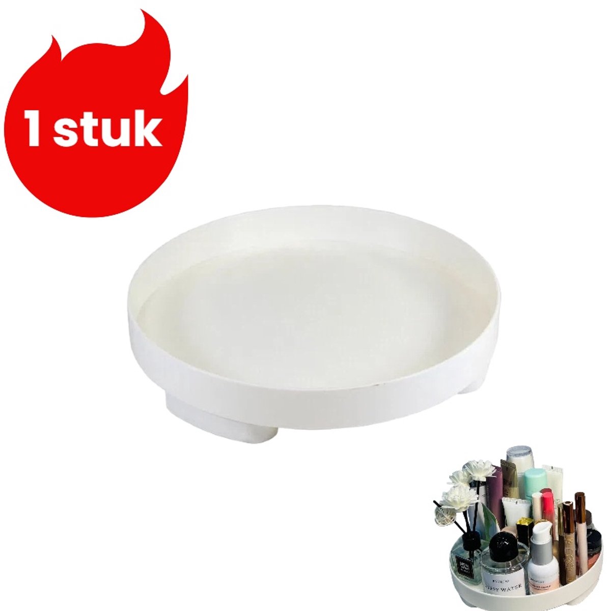 1 stuk - Ronde entreeplank - Sleutelhanger - Cosmetica organizer - Wit