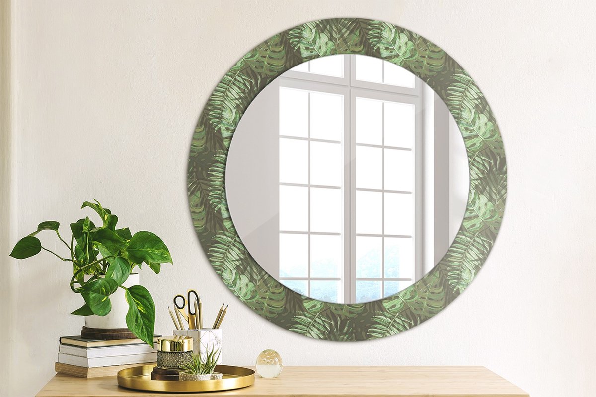 Coloray Bedrukte Spiegel - Tropische bladeren Spiegel Met Bedrukte Lijst - 60 cm - Groente Bedrukte Spiegel - Spiegel Met Bedrukte Lijst - Spiegel Met Decoratie - Spiegel Lijst Met Print