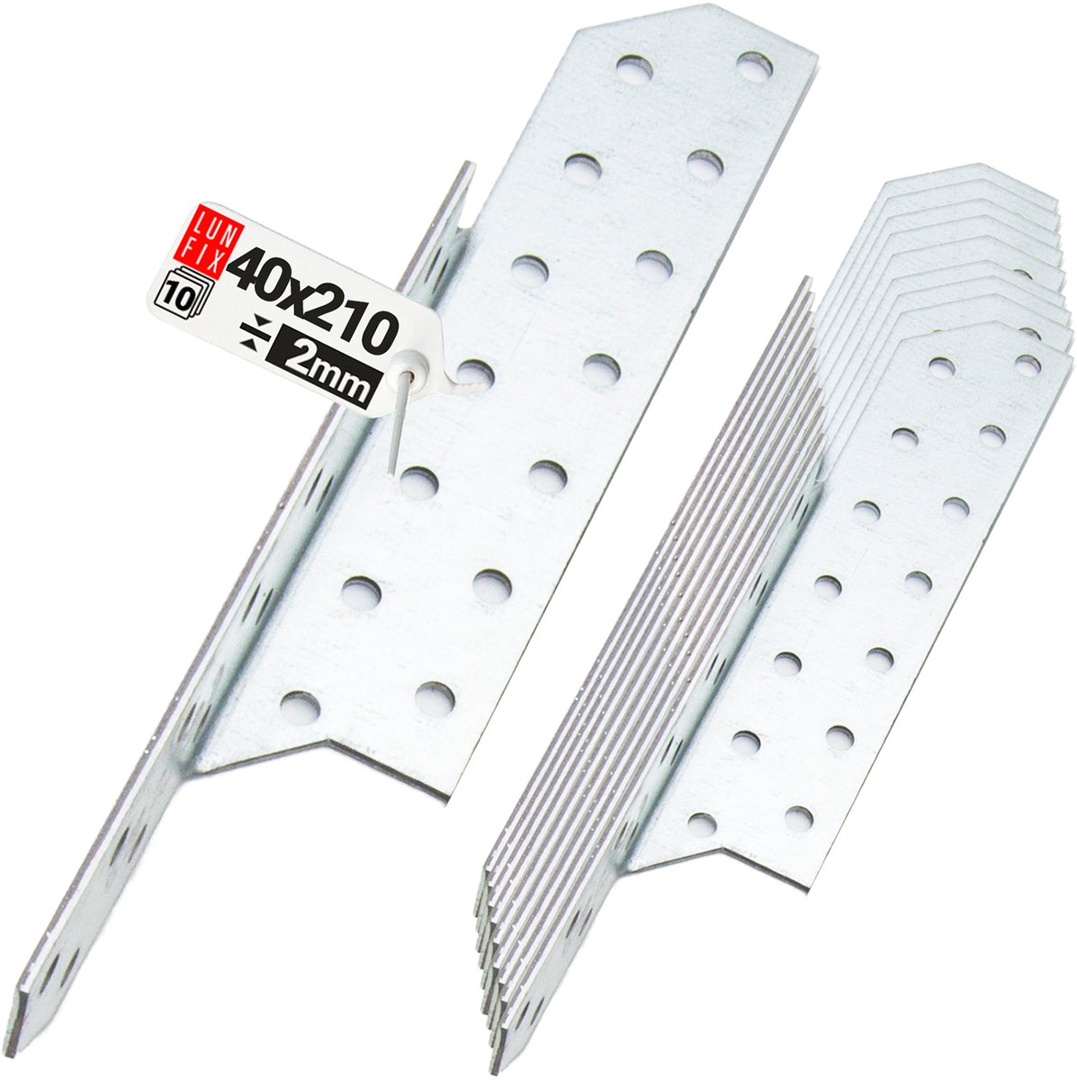 LUN FIX - Sparrenpfettenanker - Verzinkt - 40x210mm - 10 stuks - Schwerlast-Winkelverbinder