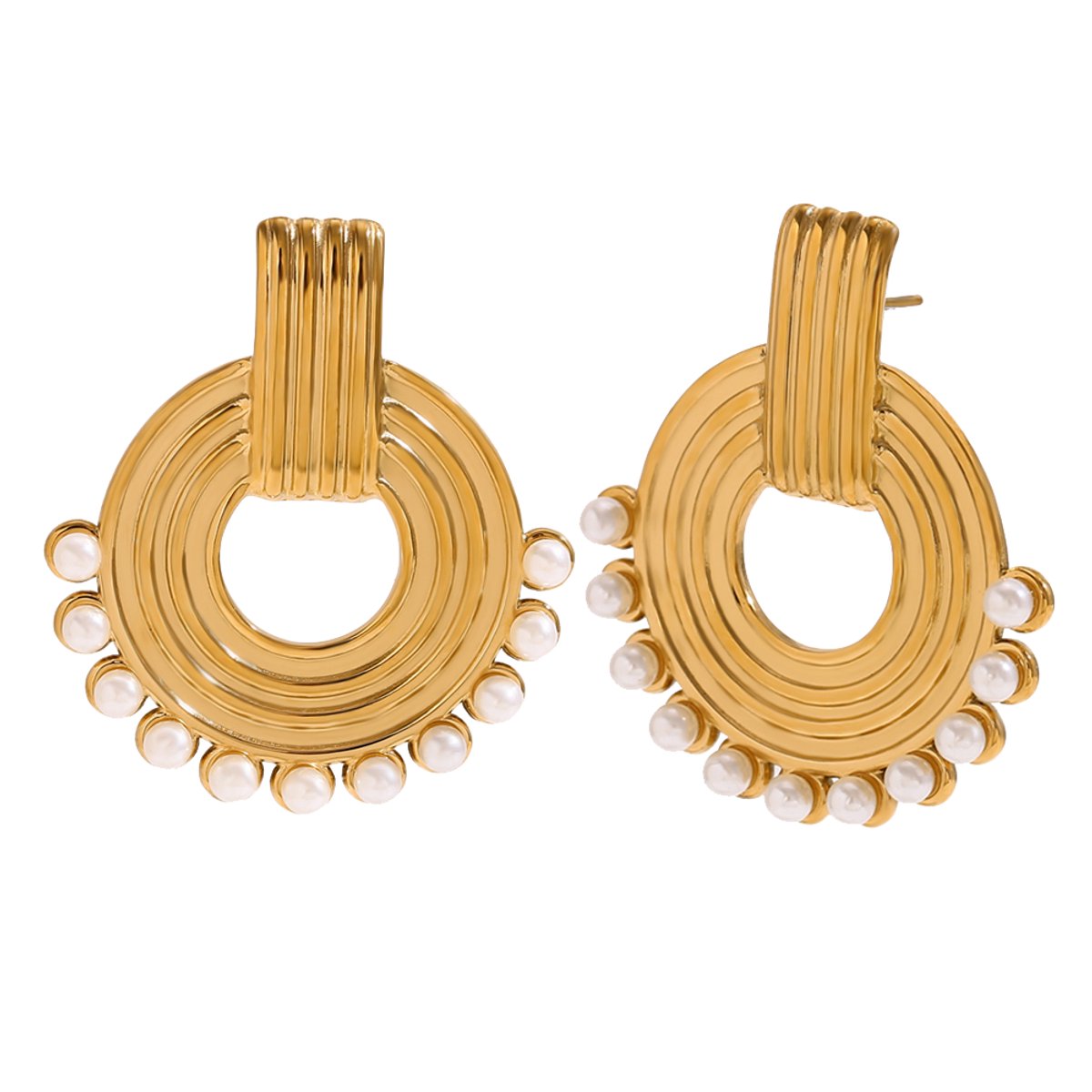Veldy goudkleurige oorbellen - RVS oorbellen - Stainless steel oorbellen goud/gold - Mooie oorbellen - Goudkleurig