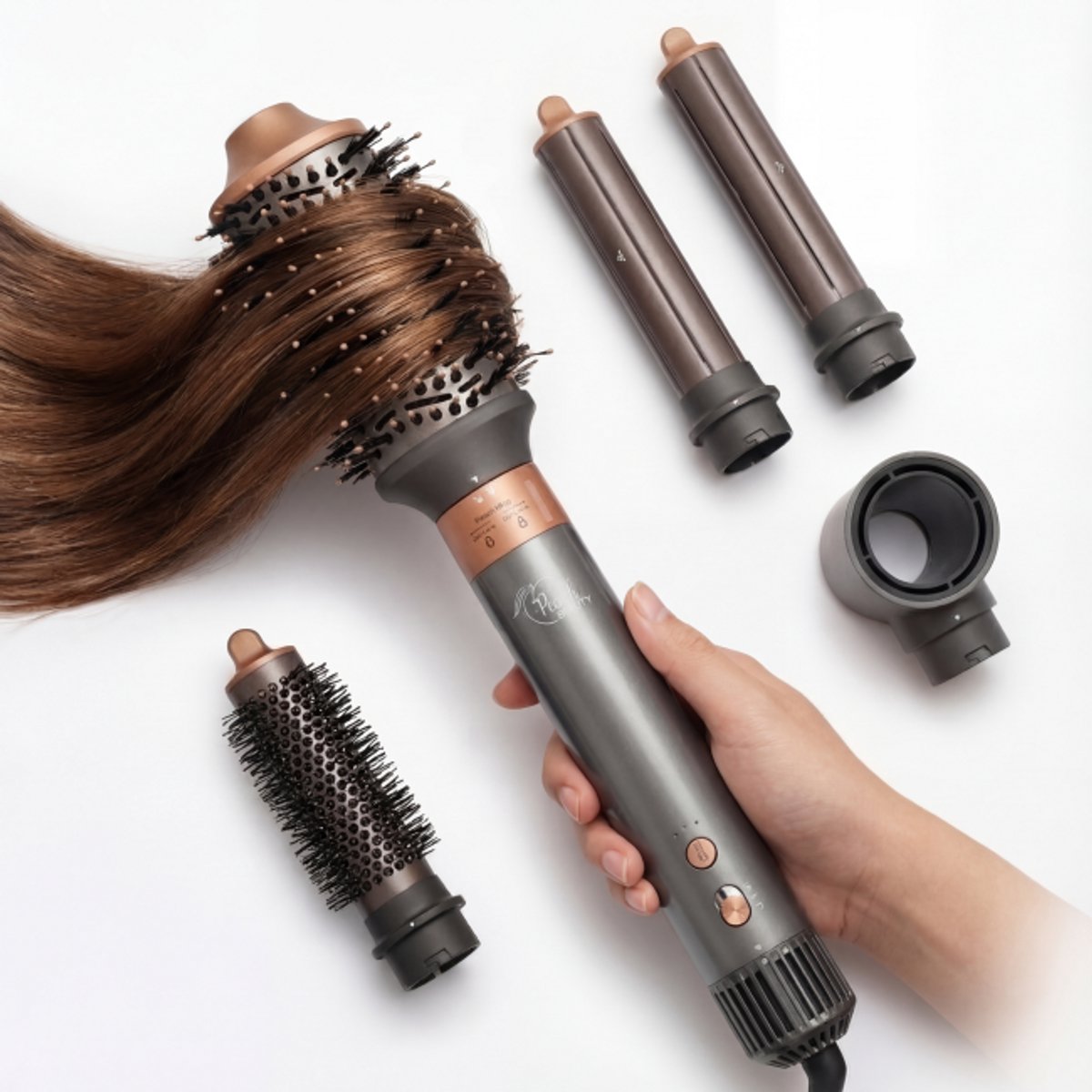 Haar Styler 5-in-1 Styling Set - Fohnborstel - Haardroger - Krultang - Volumeborstel - Peach Beauty