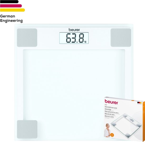 Beurer GS 14 Personenweegschaal - Digitaal - Weegschaal tot 150 kg - Doorzichtig Veiligheidsglas - Ultra dun (20 mm) design - Makkelijk Afleesbaar LCD display - Schakelt Automatisch aan & uit