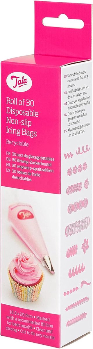 Tala – Wegwerp Spuitzakken – 30 Stuks – 20 x 40 cm – Non-slip – Op Maat te Knippen – Recyclebaar