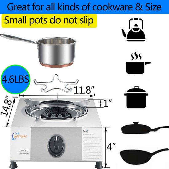 Draagbare Camping Gasbrander met Eén Pit en Adapter — afbeelding 3