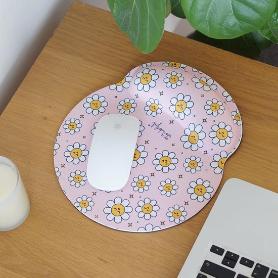 Ergonomische muismat met bloemenprint, polssteun, comfortabele