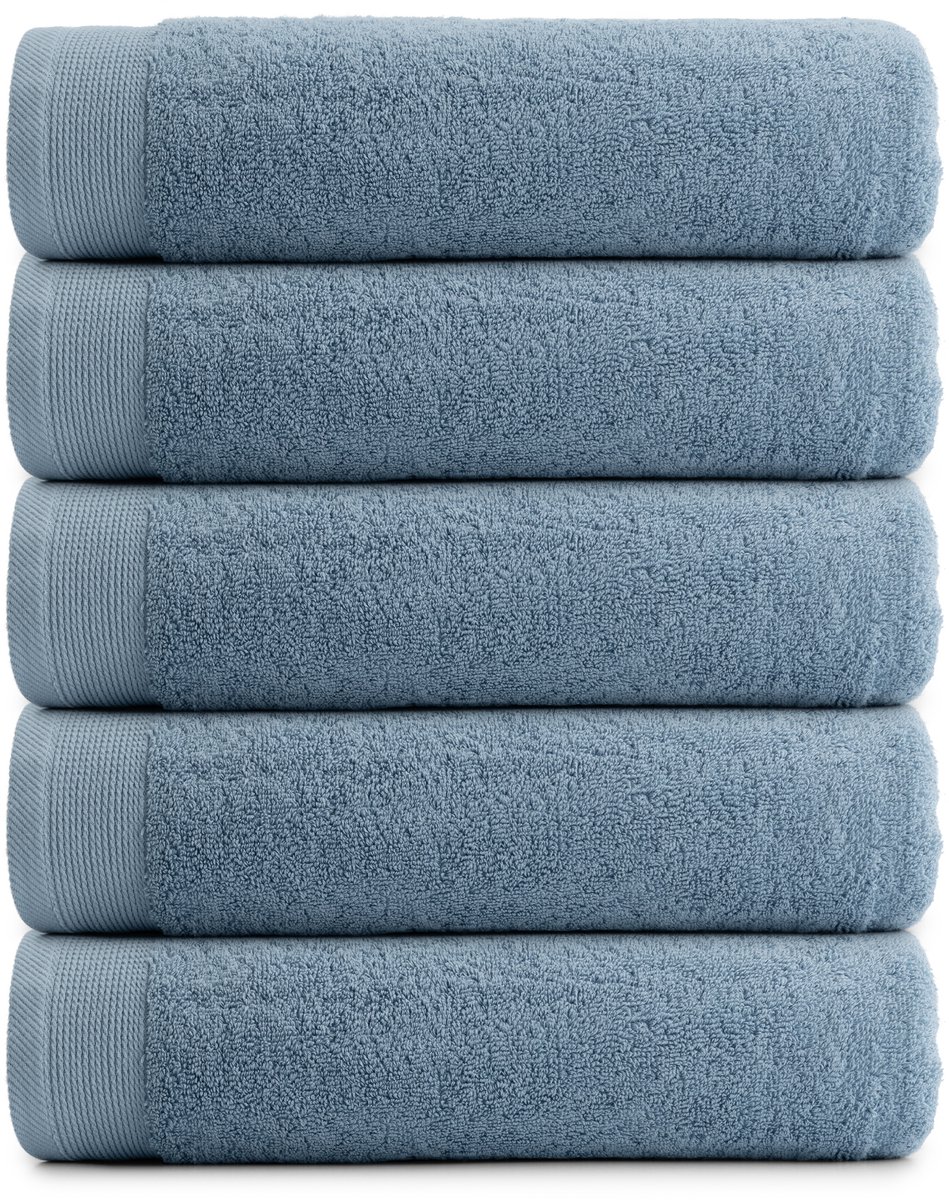 RELAKZ - Handdoeken - Set 7 Stuks - 60x110 cm - Airy Blue - 700 GSM - Katoen - Luxe, Zacht en Hoog Absorberend