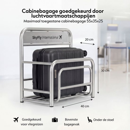 Handbagage 40x30x20 cm - Underseater voor Transavia, EasyJet en RyanAir - Reiskoffer - Trolley met Wielen - Reistas - Zwart - Leonardo