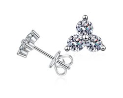 Oorstekers met Lab Grown Moissanite steentjes - 1ct moissaniet - 925 sterling zilver wit goud verguld - The Jewellery Salon - Oorknoppen met steen