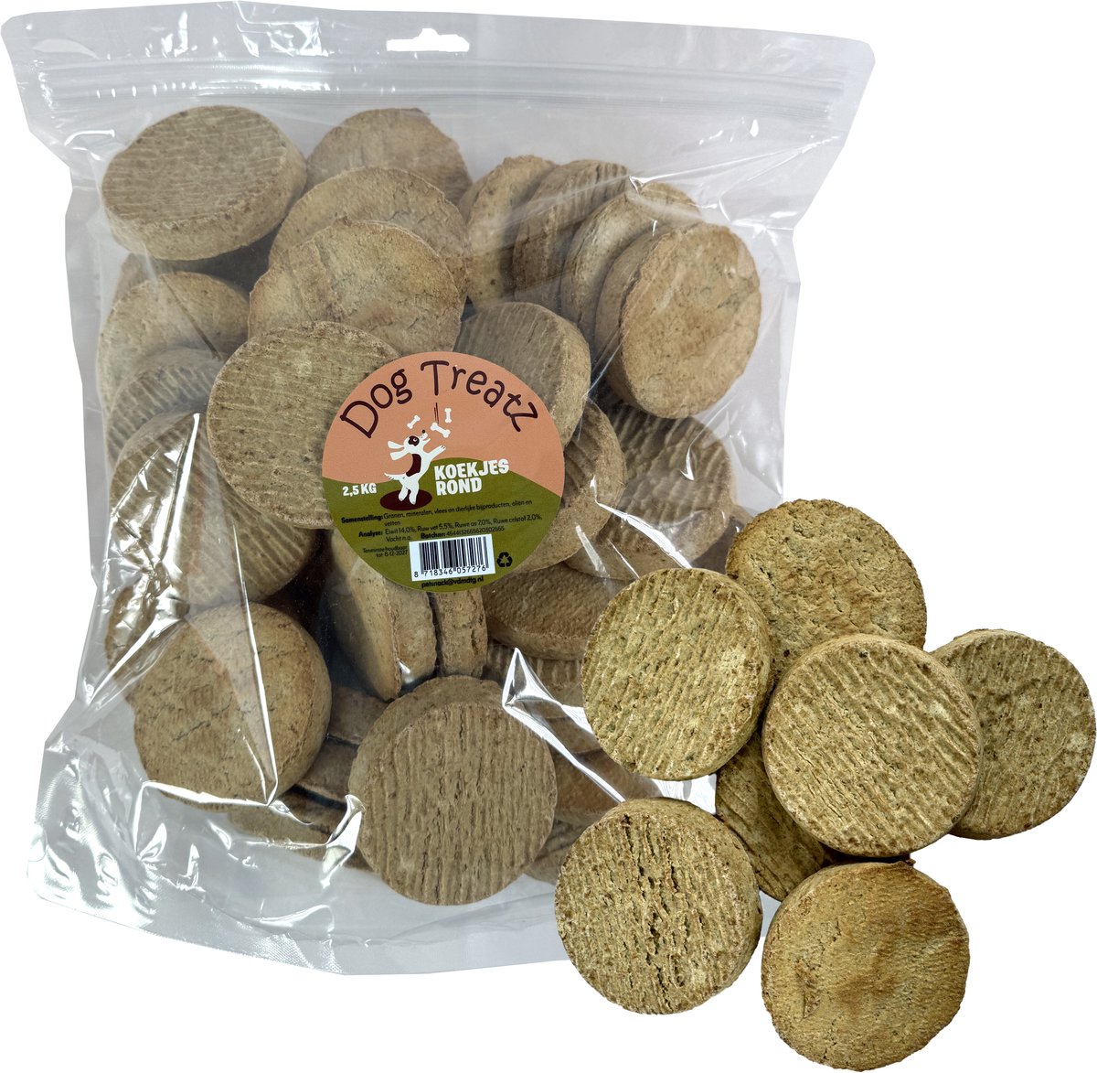 Hondenkoekjes Dog Treatz - Knapperig, Ronde Snacks - 2.5 Kg, Met Vlees en Mineralen