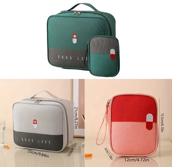 FYting Reis-apotheektas, 14 liter, medicijntas XXL, EHBO-tas, leeg, met handgreep/crossbody schouderriem, waterdicht, voor thuis, school, auto, reizen, camping, wandelen (rood), rood, 30 x 23 x 20 cm