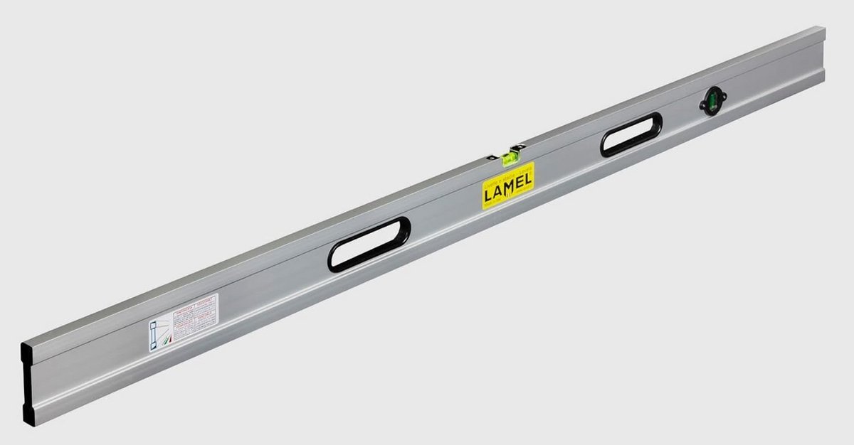 Zeer Stevige Strijkbalk met Waterpas en Handvatten, 150 CM, Geanodiseerd Aluminium
