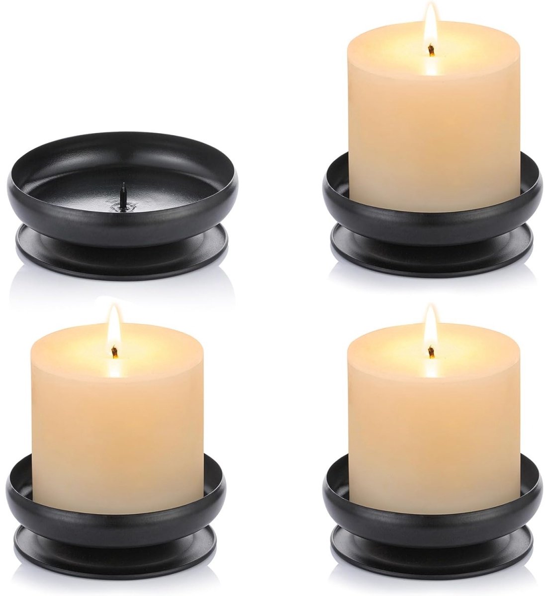 GELLDG Puntige kandelaars - Set van vier - Decoratieve ijzeren kaarsenhouders - Zuilvormige kandelaars - Zwart - Diameter 10,5 cm cm - Geschikt voor ledkaarsen, kaarsen, aromatherapiekegels, spa's, bruiloften en andere gelegenheden