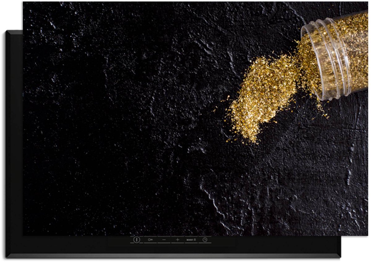 KitchenArt - Spilled Gold - Inductie Beschermer - 78x52 cm - Kookplaat Beschermer - Luxe Afdekplaat Inductieplaat - Anti-slip & Oprolbaar - Beschermmat Inductiekookplaat