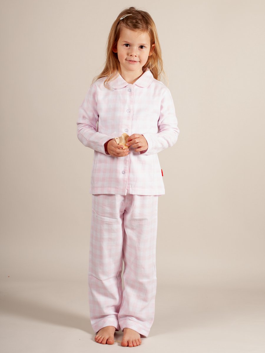 Claesen's® - Meisjes Flannel Pyjama Pink Checks - 100% KatoenCL 3341-Baby Pink Checks-2
