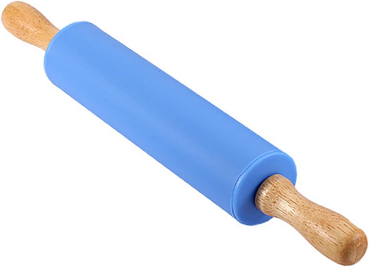 Siliconen deegroller 30 cm met houten handvat en anti-aanbaklaag