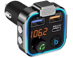 GELLDG Auto Bluetooth FM-zender - 36W Auto Bluetooth FM-zender V5.0 - Radio met subwoofer - Snelle autolader - Sigarettenaansteker-interface - Auto Bluetooth-adapter met handsfree-systeem - Microfoon met ruisonderdrukking
