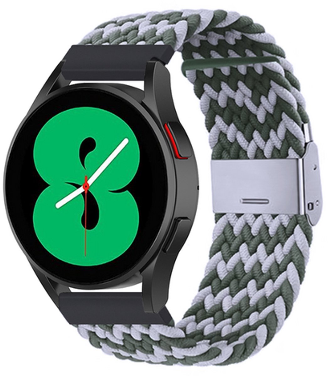 By Qubix - Braided nylon bandje - Groen / grijs - geschikt voor Huawei Watch 5 - 46mm