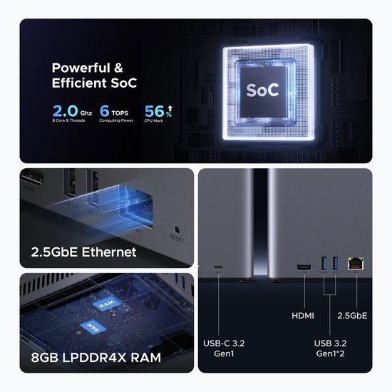 UGREEN NASync DH4300 Plus - NAS-server - 4-Bay - 0TB opslag - 8GB DDR4 — afbeelding 5