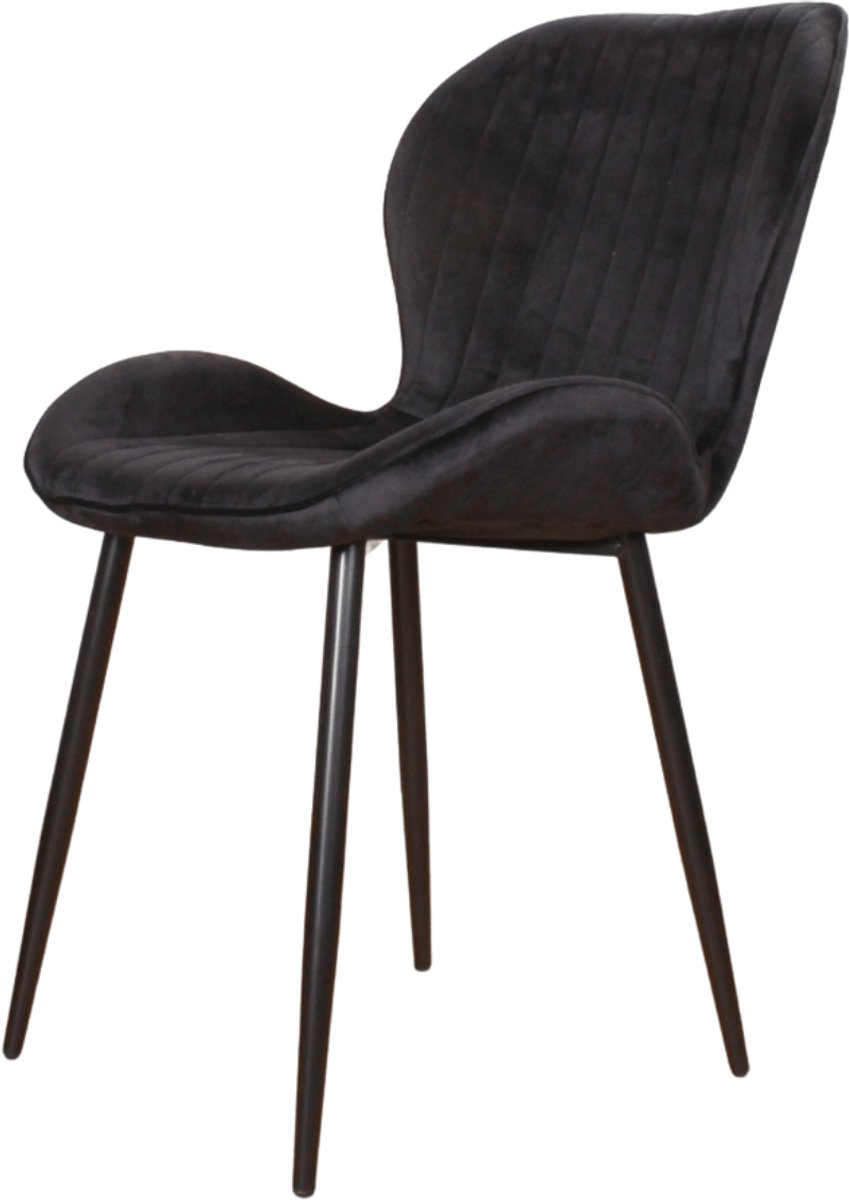 DS4U - Giulia Eetkamerstoel Velvet Zwart - Luxe design - Comfortabele zitting
