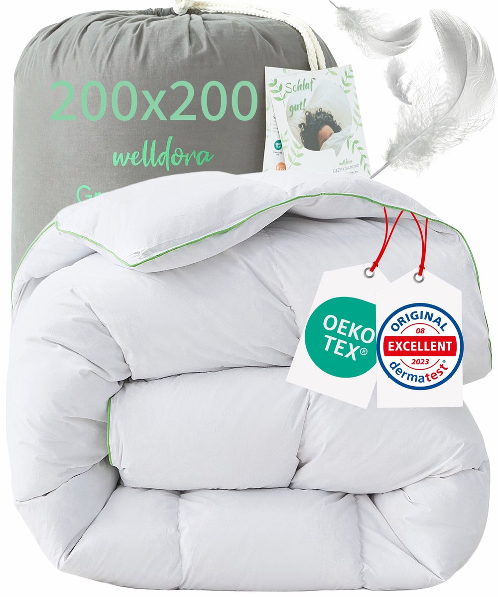Welldora Dekbed 200 x 200 | 100% Extra Zacht Veren- en Donsdekbed | Zorgvuldig Getest, Oeko-Tex, Allergievriendelijk | RDS-keurmerk voor Dierenwelzijn | Winterdekbed Veren en Dons 200 x 200