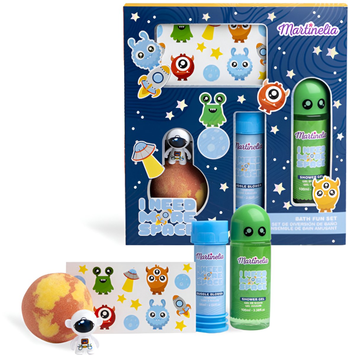 Martinelia Astronauten Tattoo Set - Kinder Geschenkset - 1 stuk, kleurrijke tattoos
