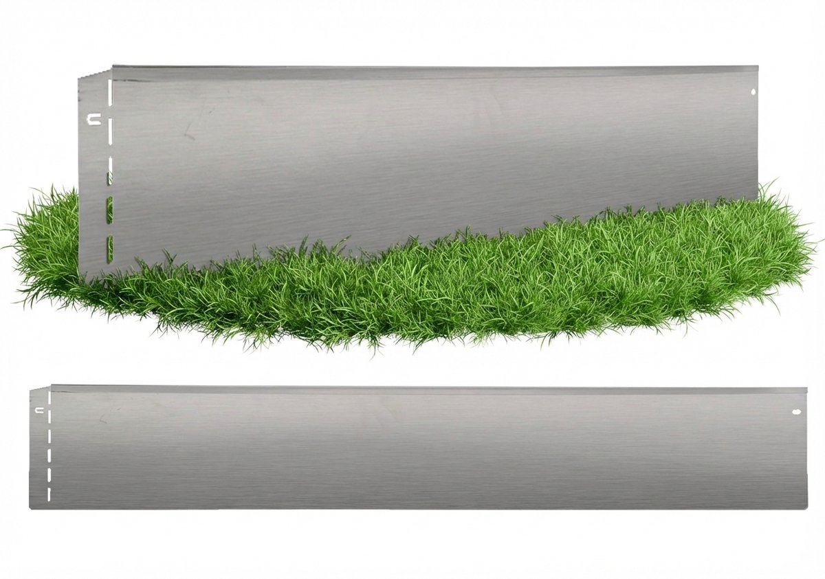 GartenAZ Borderrand - Gazonrand van Verzinkt Staal - Flexibele Montage - Zilver - 100cm x 20cm (45 stuks)
