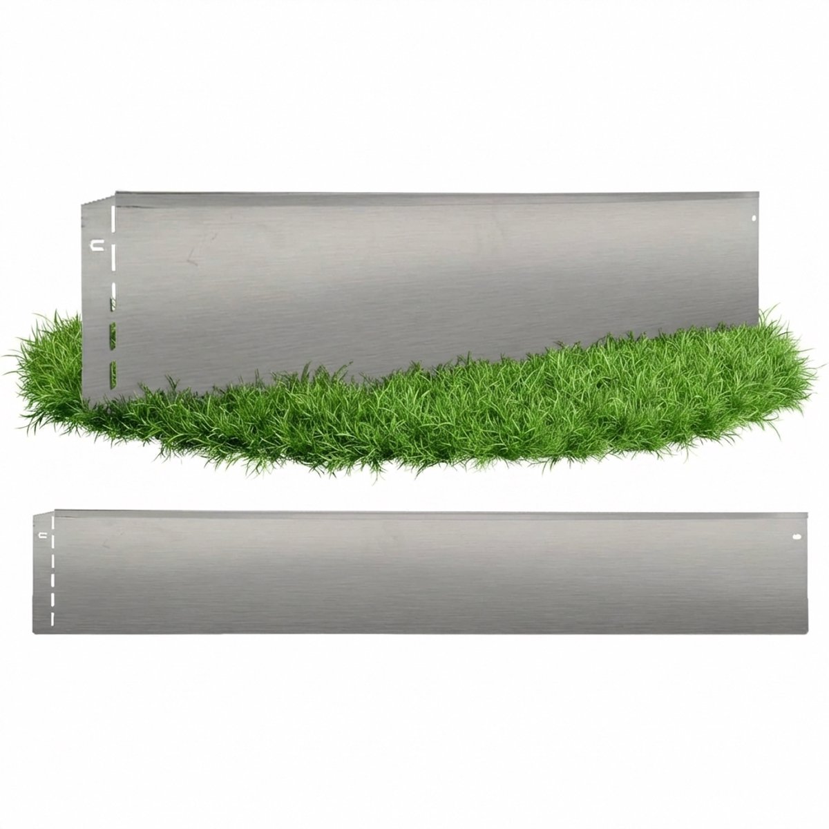 GartenAZ Borderrand - Gazonrand van Verzinkt Metaal - Flexibele Montage - Zilver - 100 cm x 13 cm (25 stuks)