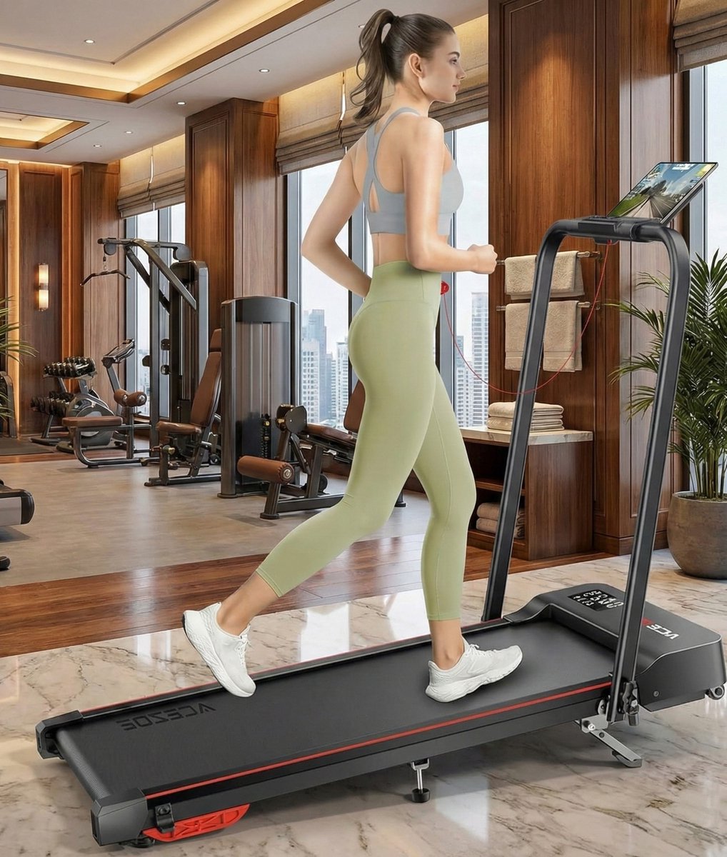 Treadmill 6-in-1 Inklapbare Loopband voor Thuis en Kantoor – Wandelpad met 10% Hellingsopties, LED-Display, Afstandsbediening, App, Tot 135 kg – Designbest