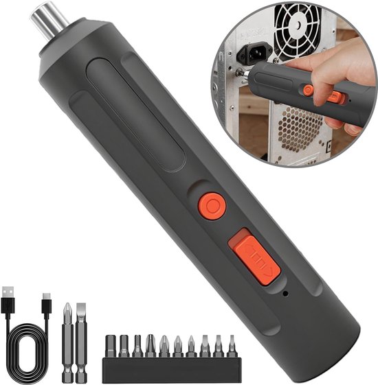 Draadloze elektrische schroevendraaier met magnetische boorkop, anti-slip, roestvrij, 10-delige S2 bitset
