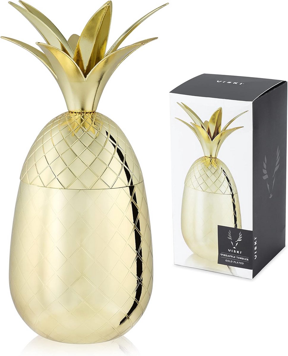 Luxe Cocktailbeker Ananas Vorm - Dubbelwandig RVS