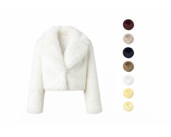 HS Faux Fur Damesjas Wit - One Size - Wintertrend 2025