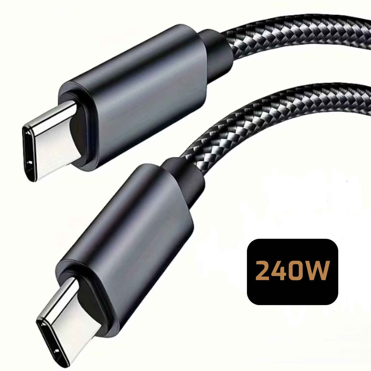 LUKARDIE® Premium USB-C naar USB-C Oplaadkabel - 2 Meter - 240W Fast Charging - Nylon Gevlochten - Snelladen & Dataoverdracht - 480 MBPS - Zwart