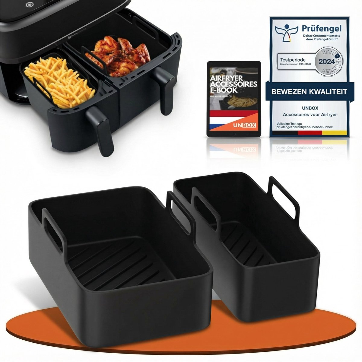 UNBOX Airfryer Siliconen Bakje - Geschikt voor Philips Airfryer 3000 series - Tefal Easy Fry Dual XXL Airfryer Accessoires - Airfryer Bakpapier - Airfryer Mandje