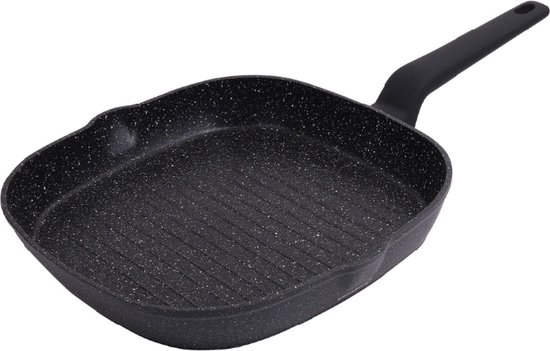 Grillpan| Steakpan voor gas, inductie en elektrische kookplaat| 28cm - PFAS-vrij