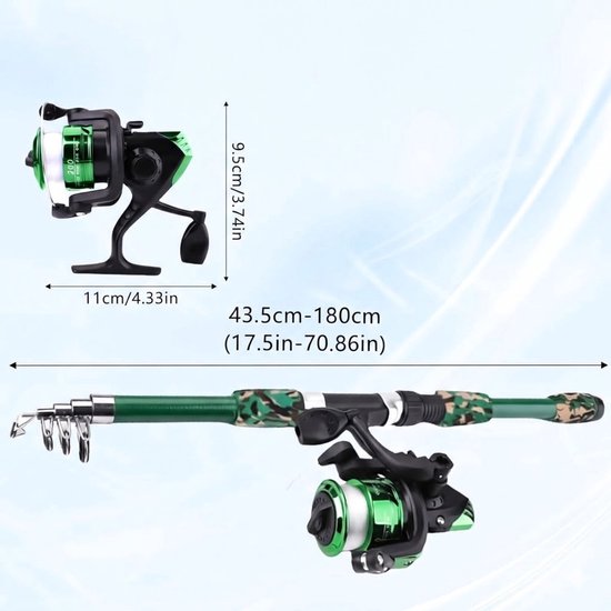 Somstyle Vishengel Set voor Beginners - 1.8 M - Vishengel met Molen - Dobbers - Hengelsport - Vis Accessoires - Groen / Zwart van somstyle — afbeelding 4