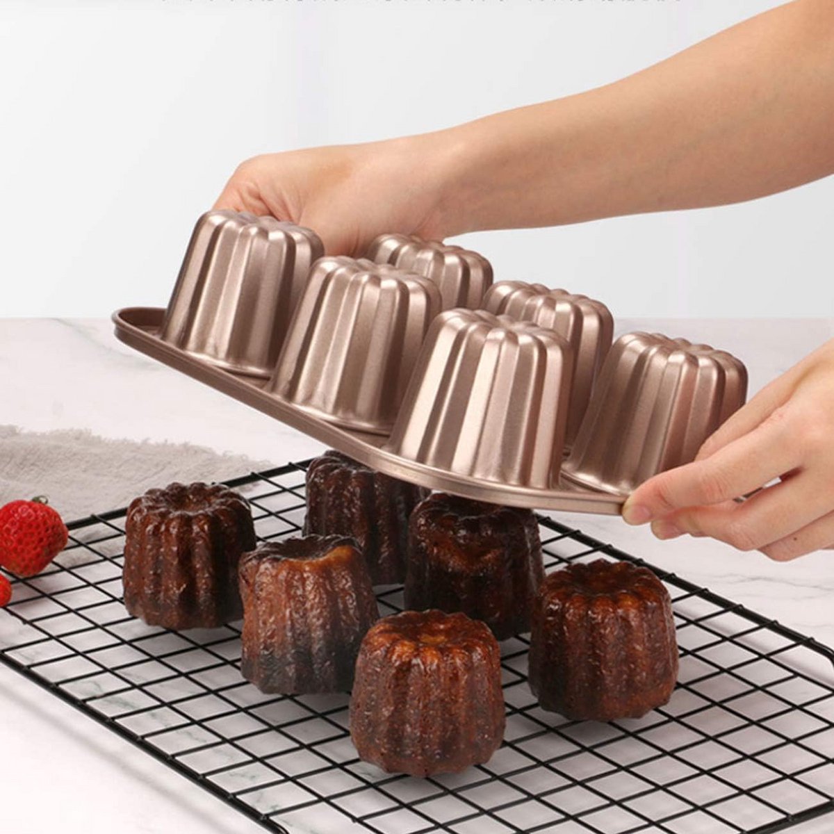 6-Vaks Canelé Bakvorm - Antiaanbaklaag voor Franse Gebakjes en Muffins