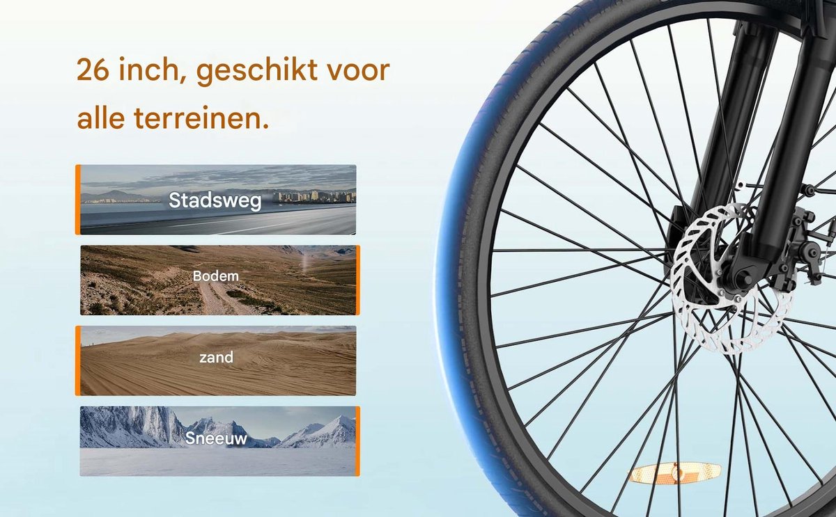SMARTAI Elektrische fiets - Actieradius 80km - 26 Inch City Commuter EBike thumbnail 4