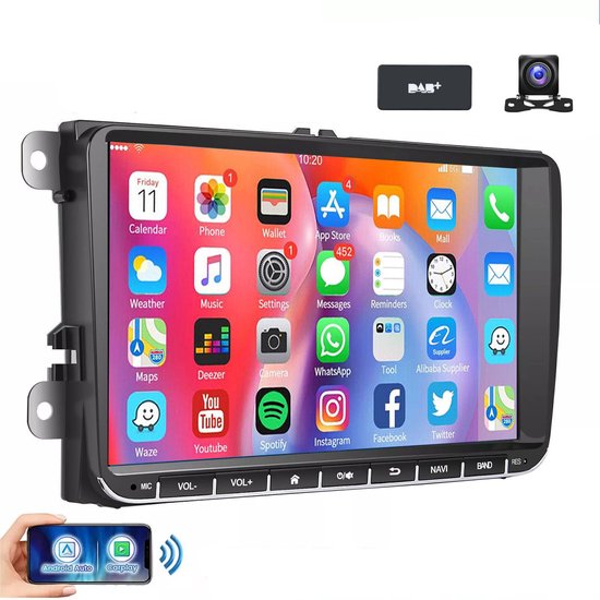 ESSGOO Autoradio - voor Volkswagen VW GOLF 5 6 Caddy Tiguan Touran Passat EOS - 1 + 32GB - 9 inch HD-touchscreen - Bluetooth, USB, WiFi & MP5 - Navigatiesysteem - Apple Carplay & Android Auto -Achteruitrijcamera(AHD) & DAB+